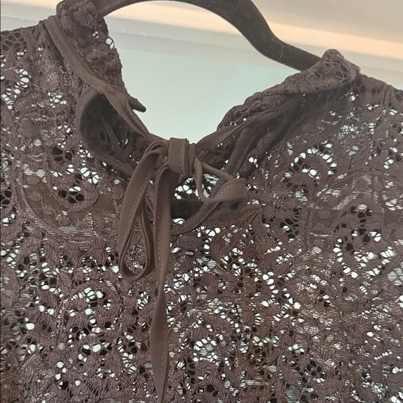 Adiva Chic sheer black lace blouse with intricate patterns. - Picture 3 of 8